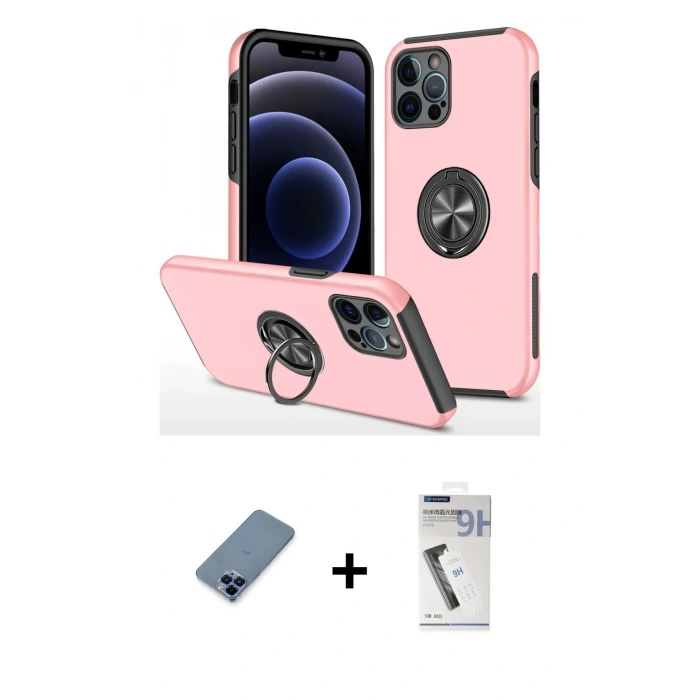 MARSİLYAN™- iPhone 12 Pro Kılıf Odak Form Prime - Şeffaf Uv Polymer Nano Ekran Koruyucu + Metal Kamera Lens Koruma Cam - MI