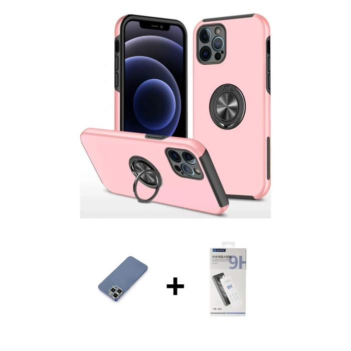 MARSİLYAN™- iPhone 12 Pro Kılıf Odak Form Prime - Şeffaf Uv Polymer Nano Ekran Koruyucu + Metal Kamera Lens Koruma Cam - AKYL