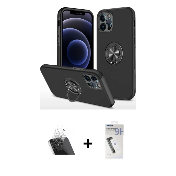 MARSİLYAN™- iPhone 12 Pro Kılıf Odak Form Prime - Şeffaf Uv Polymer Nano Ekran Koruyucu + Kamera Lens Koruma Cam - SF