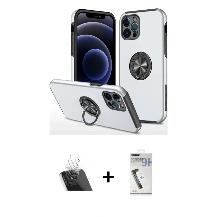 MARSİLYAN™- iPhone 12 Pro Kılıf Odak Form Prime - Şeffaf Uv Polymer Nano Ekran Koruyucu + Kamera Lens Koruma Cam - SF