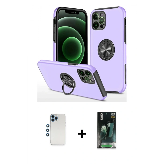 MARSİLYAN™- iPhone 12 Pro Kılıf Odak Form Prime - Siyah 360 Mat Full Body Arka Koruyucu + Shine Kamera Lens - MI