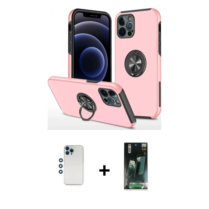 MARSİLYAN™- iPhone 12 Pro Kılıf Odak Form Prime - Siyah 360 Mat Full Body Arka Koruyucu + Shine Kamera Lens - MI