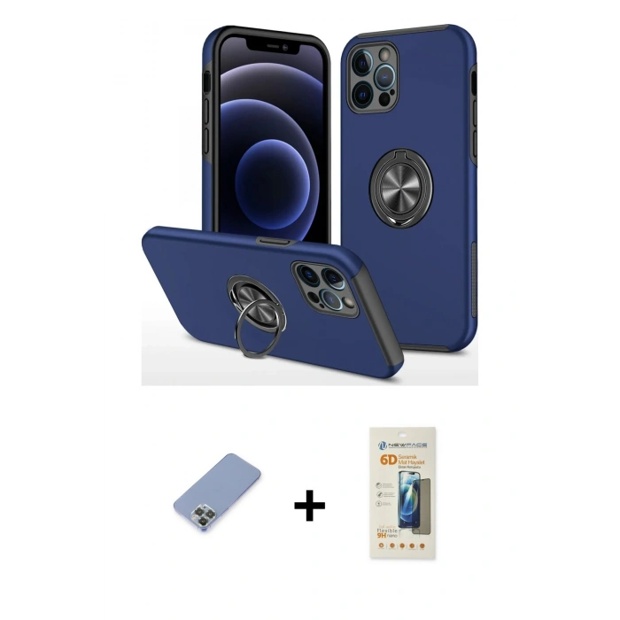 MARSİLYAN™- iPhone 12 Pro Kılıf Odak Form Prime - Siyah 6D Mat Seramik Hayalet Nano Ekran Koruyucu + Metal Kamera Lens Koruma Cam - KUYL