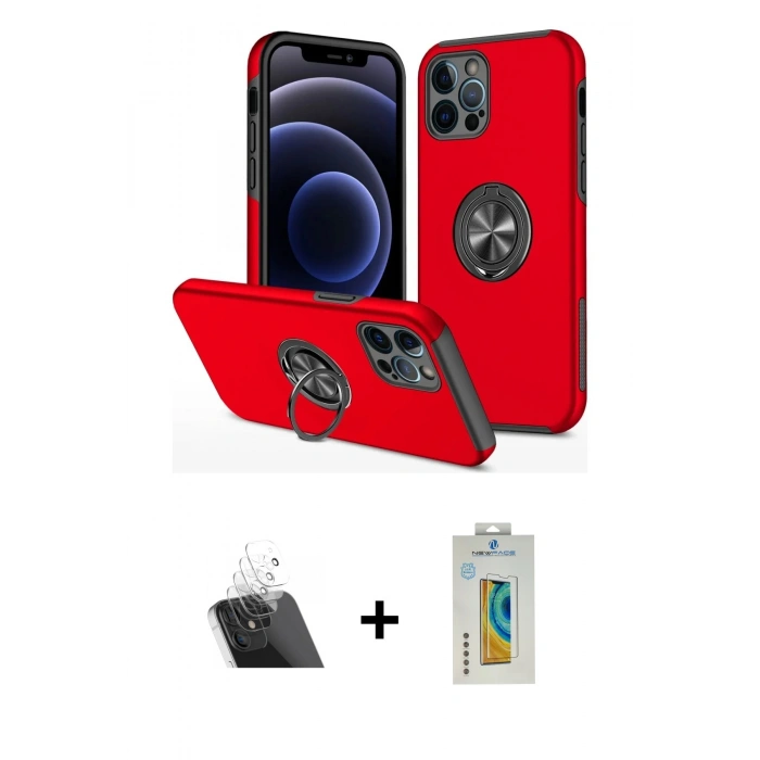 MARSİLYAN™- iPhone 12 Pro Kılıf Odak Form Prime - Siyah Polymer Nano Ekran Koruyucu + Kamera Lens Koruma Cam - SF