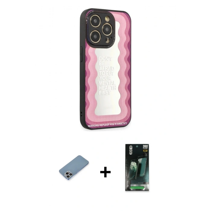 MARSİLYAN™- iPhone 12 Pro Kılıf Odak Klasik Serisi - Şeffaf 360 Full Body Arka Koruyucu + Shine Kamera Lens Koruma Cam - GI