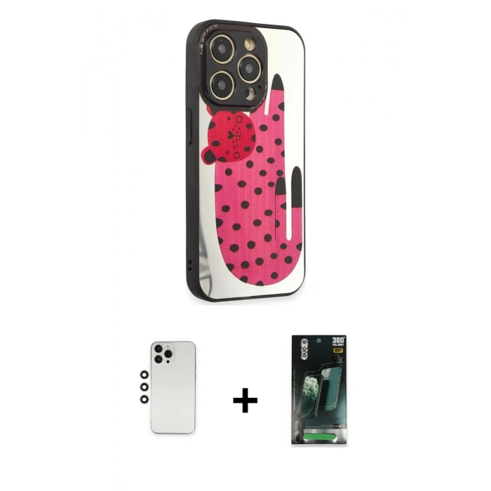 MARSİLYAN™- iPhone 12 Pro Kılıf Odak Klasik Serisi - Şeffaf 360 Full Body Arka Koruyucu + Shine Kamera Lens - GS