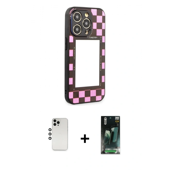 MARSİLYAN™- iPhone 12 Pro Kılıf Odak Klasik Serisi - Şeffaf 360 Full Body Arka Koruyucu + Shine Kamera Lens - GS