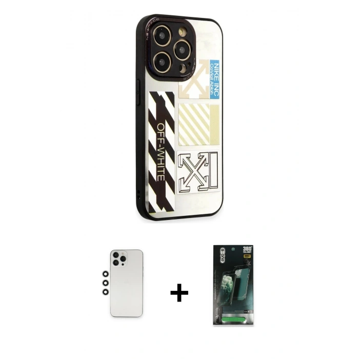 MARSİLYAN™- iPhone 12 Pro Kılıf Odak Klasik Serisi - Şeffaf 360 Full Body Arka Koruyucu + Shine Kamera Lens - GS