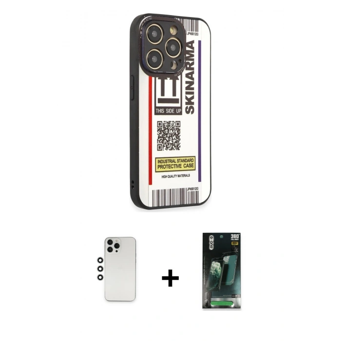 MARSİLYAN™- iPhone 12 Pro Kılıf Odak Klasik Serisi - Şeffaf 360 Full Body Arka Koruyucu + Shine Kamera Lens - GS