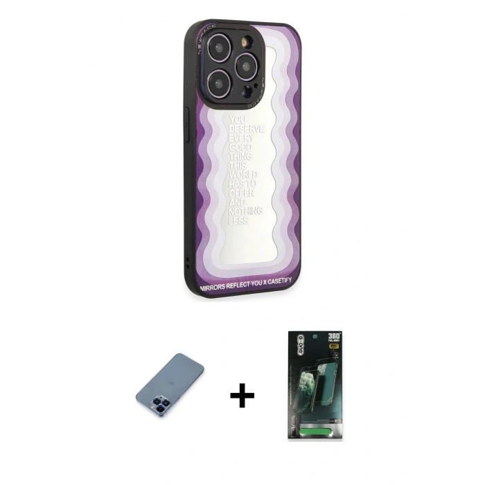 MARSİLYAN™- iPhone 12 Pro Kılıf Odak Klasik Serisi - Şeffaf 360 Full Body Arka Koruyucu + Metal Kamera Lens Koruma Cam - MI