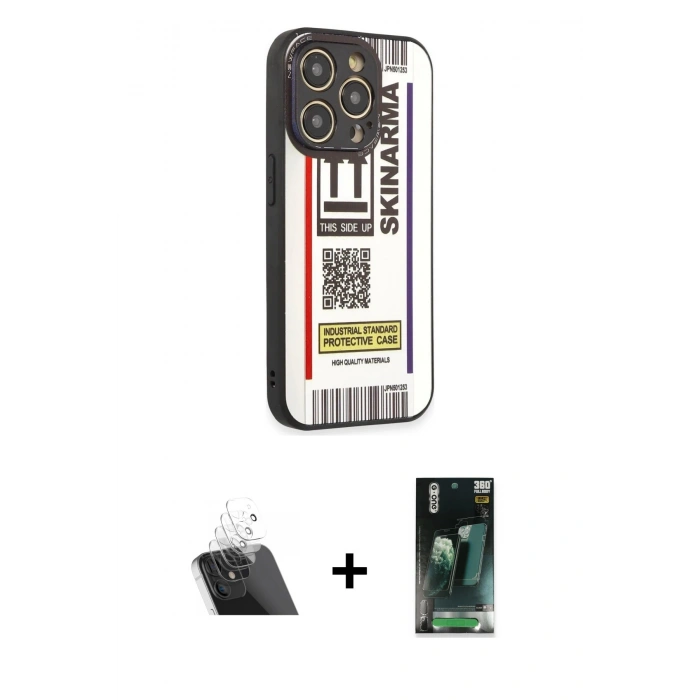 MARSİLYAN™- iPhone 12 Pro Kılıf Odak Klasik Serisi - Şeffaf 360 Full Body Arka Koruyucu + Şeffaf Kamera Lens Koruma Cam