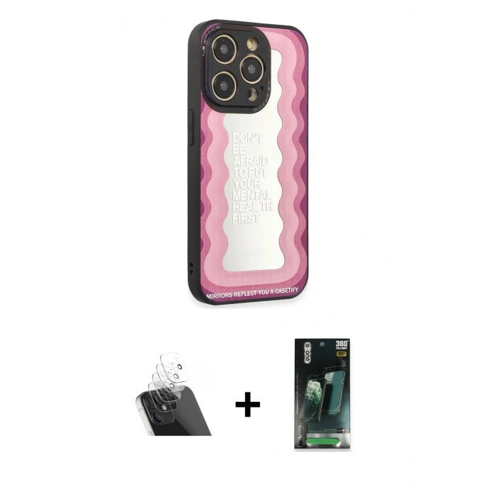 MARSİLYAN™- iPhone 12 Pro Kılıf Odak Klasik Serisi - Şeffaf 360 Full Body Arka Koruyucu + Şeffaf Kamera Lens Koruma Cam