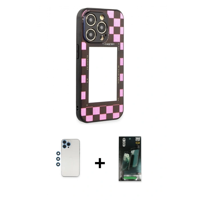 MARSİLYAN™- iPhone 12 Pro Kılıf Odak Klasik Serisi - Şeffaf 360 Full Body Arka Koruyucu + Shine Kamera Lens - MI