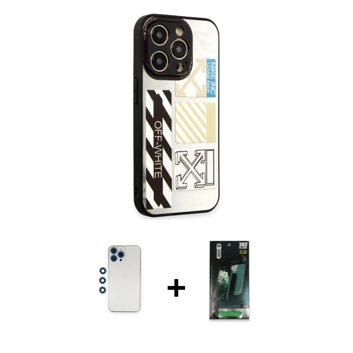 MARSİLYAN™- iPhone 12 Pro Kılıf Odak Klasik Serisi - Şeffaf 360 Full Body Arka Koruyucu + Shine Kamera Lens - MI