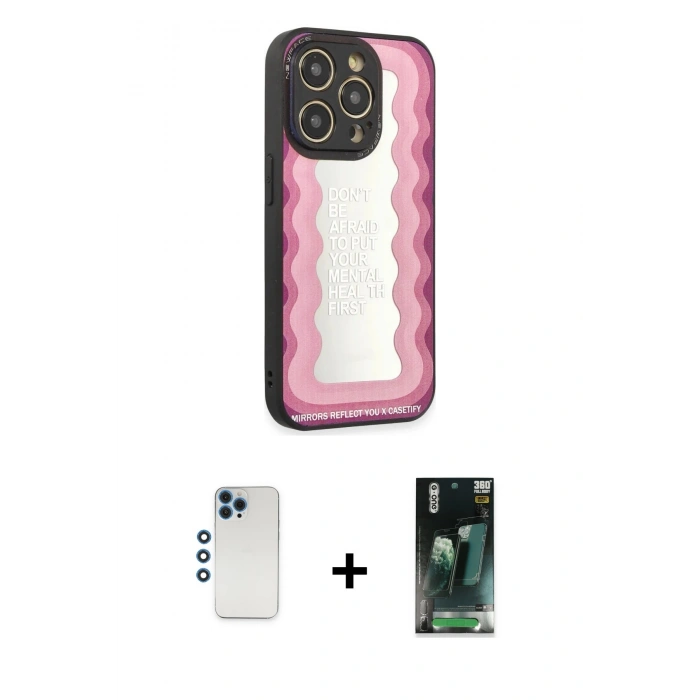 MARSİLYAN™- iPhone 12 Pro Kılıf Odak Klasik Serisi - Şeffaf 360 Full Body Arka Koruyucu + Shine Kamera Lens - MI