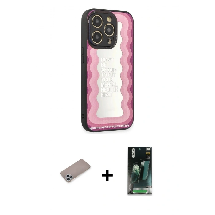 MARSİLYAN™- iPhone 12 Pro Kılıf Odak Klasik Serisi - Şeffaf 360 Full Body Arka Koruyucu + Shine Kamera Lens Koruma Cam - SABE