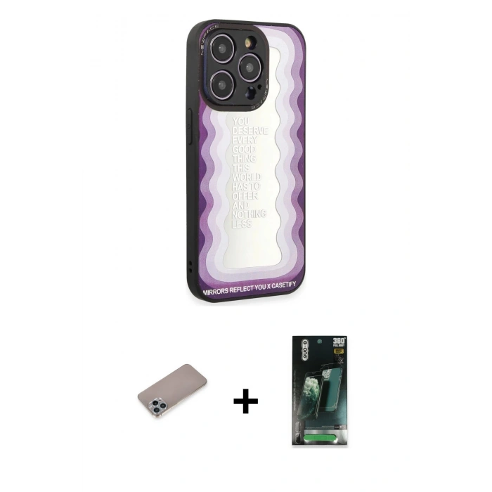MARSİLYAN™- iPhone 12 Pro Kılıf Odak Klasik Serisi - Şeffaf 360 Full Body Arka Koruyucu + Shine Kamera Lens Koruma Cam - SABE