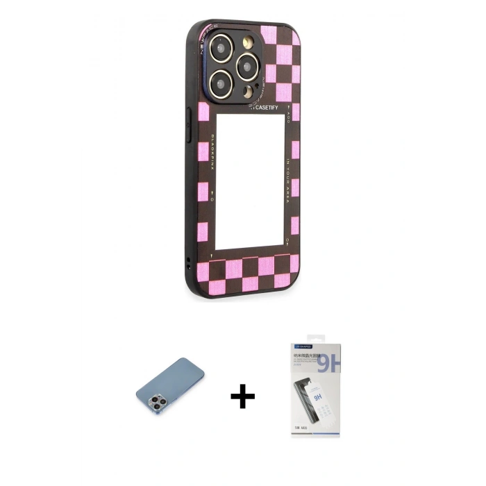 MARSİLYAN™- iPhone 12 Pro Kılıf Odak Klasik Serisi - Şeffaf Uv Polymer Nano Ekran Koruyucu + Shine Kamera Lens Koruma Cam - GI