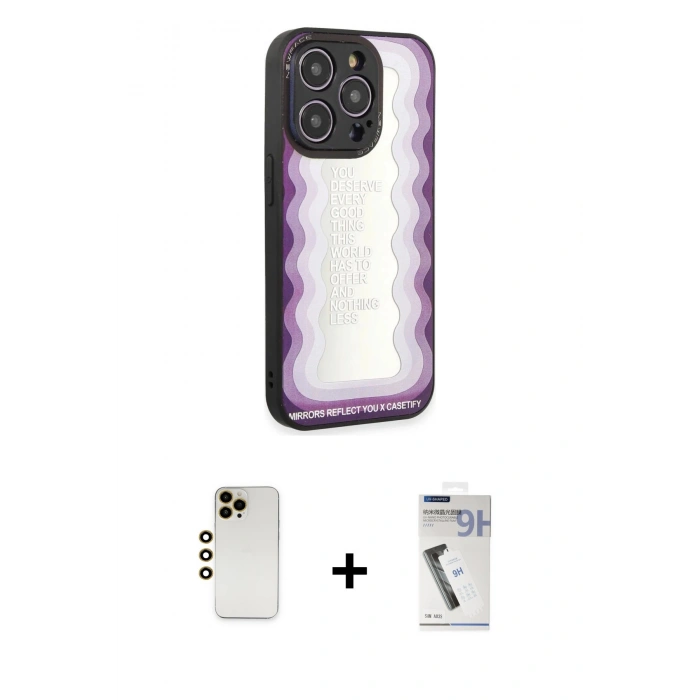 MARSİLYAN™- iPhone 12 Pro Kılıf Odak Klasik Serisi - Şeffaf Uv Polymer Nano Ekran Koruyucu + Shine Kamera Lens - GD