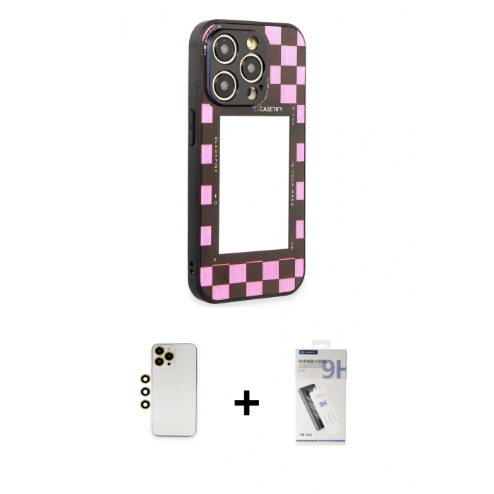 MARSİLYAN™- iPhone 12 Pro Kılıf Odak Klasik Serisi - Şeffaf Uv Polymer Nano Ekran Koruyucu + Shine Kamera Lens - GD