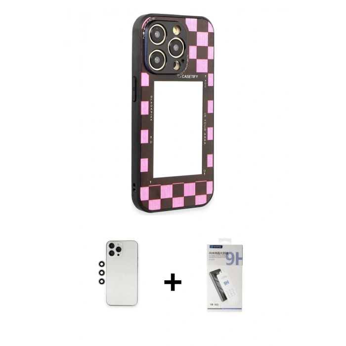 MARSİLYAN™- iPhone 12 Pro Kılıf Odak Klasik Serisi - Şeffaf Uv Polymer Nano Ekran Koruyucu + Shine Kamera Lens - GS