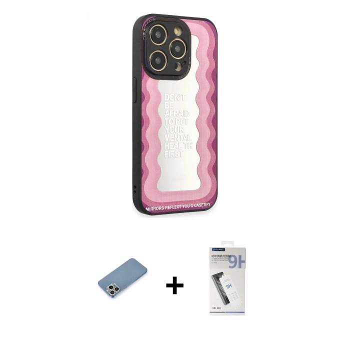 MARSİLYAN™- iPhone 12 Pro Kılıf Odak Klasik Serisi - Şeffaf Uv Polymer Nano Ekran Koruyucu + Shine Kamera Lens Koruma Cam - GS