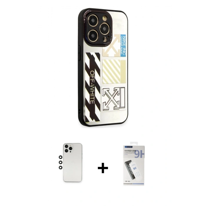 MARSİLYAN™- iPhone 12 Pro Kılıf Odak Klasik Serisi - Şeffaf Uv Polymer Nano Ekran Koruyucu + Shine Kamera Lens - GS