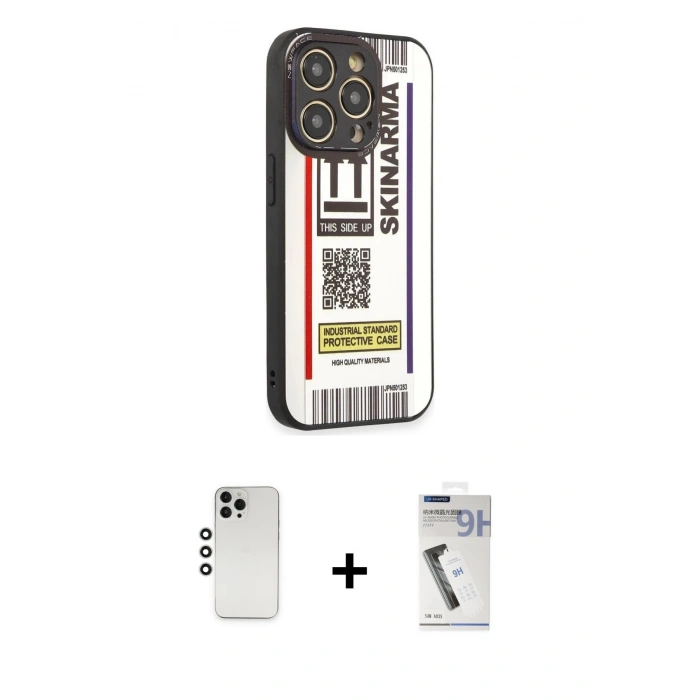 MARSİLYAN™- iPhone 12 Pro Kılıf Odak Klasik Serisi - Şeffaf Uv Polymer Nano Ekran Koruyucu + Shine Kamera Lens - GS