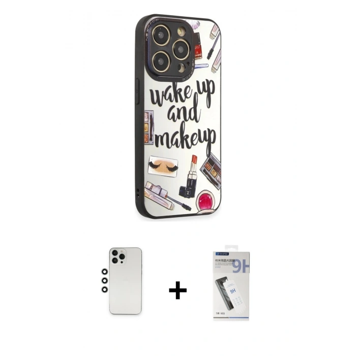 MARSİLYAN™- iPhone 12 Pro Kılıf Odak Klasik Serisi - Şeffaf Uv Polymer Nano Ekran Koruyucu + Shine Kamera Lens - GS