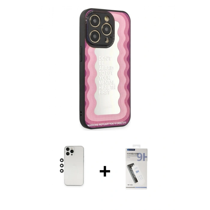 MARSİLYAN™- iPhone 12 Pro Kılıf Odak Klasik Serisi - Şeffaf Uv Polymer Nano Ekran Koruyucu + Shine Kamera Lens - GS