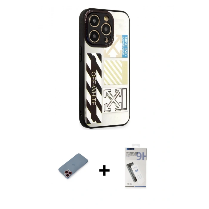MARSİLYAN™- iPhone 12 Pro Kılıf Odak Klasik Serisi - Şeffaf Uv Polymer Nano Ekran Koruyucu + Metal Kamera Lens Koruma Cam - KI