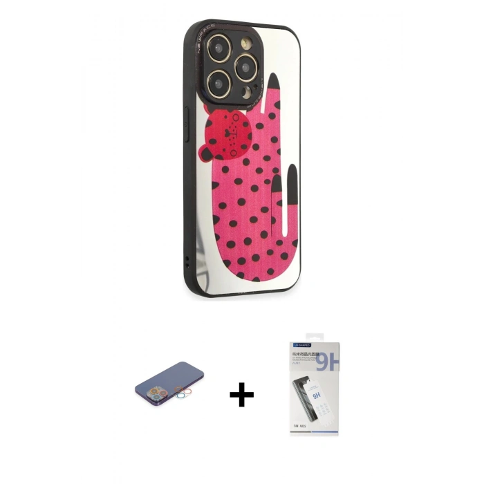 MARSİLYAN™- iPhone 12 Pro Kılıf Odak Klasik Serisi - Şeffaf Uv Polymer Nano Ekran Koruyucu + Renkli Kamera Lens Koruma Cam - PE