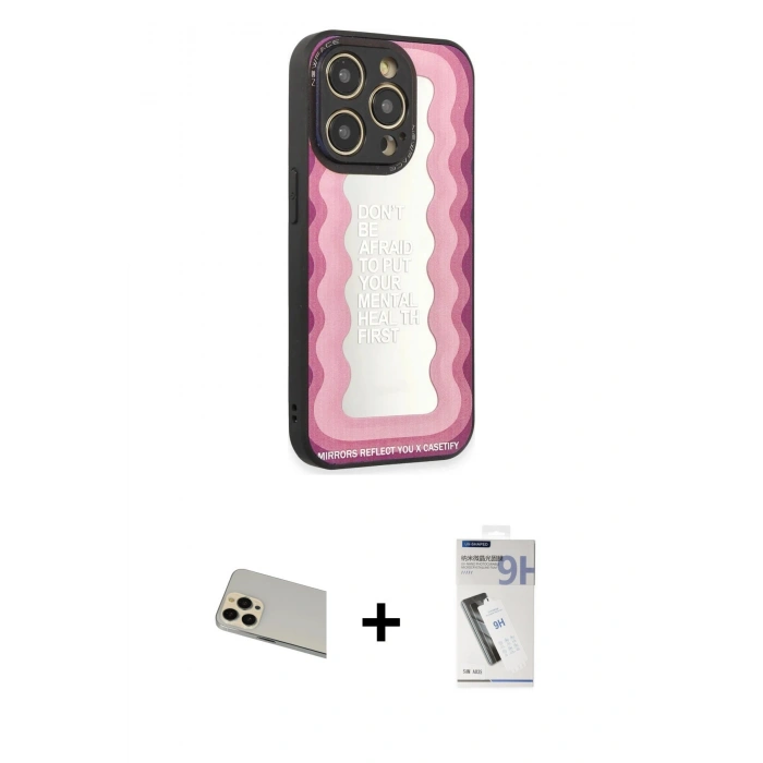 MARSİLYAN™- iPhone 12 Pro Kılıf Odak Klasik Serisi - Şeffaf Uv Polymer Nano Ekran Koruyucu + Rainbow Kamera Lens Koruma Cam - GD
