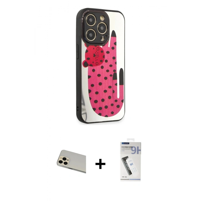 MARSİLYAN™- iPhone 12 Pro Kılıf Odak Klasik Serisi - Şeffaf Uv Polymer Nano Ekran Koruyucu + Rainbow Kamera Lens Koruma Cam - GD