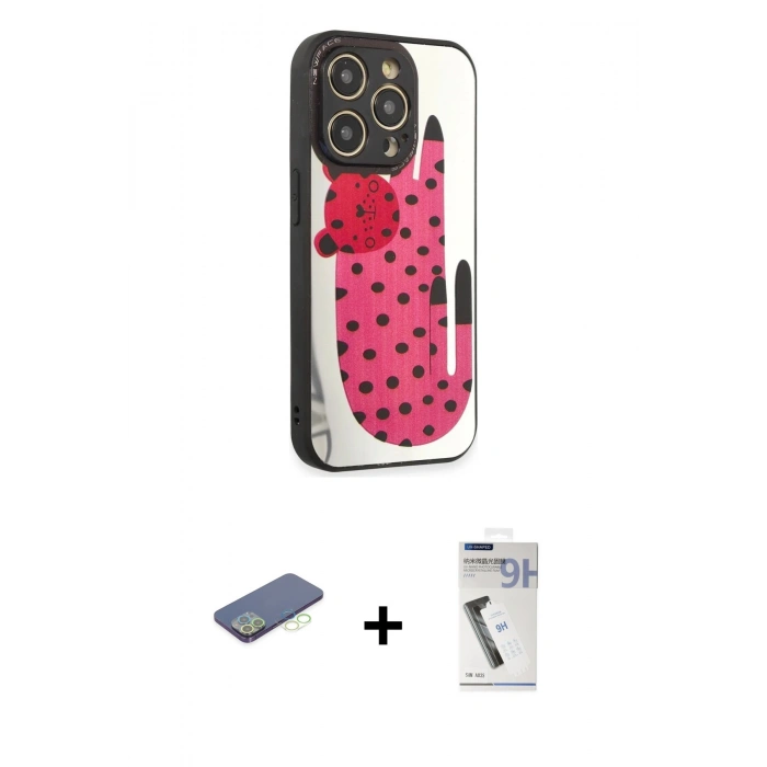 MARSİLYAN™- iPhone 12 Pro Kılıf Odak Klasik Serisi - Şeffaf Uv Polymer Nano Ekran Koruyucu + Renkli Kamera Lens Koruma Cam - YL