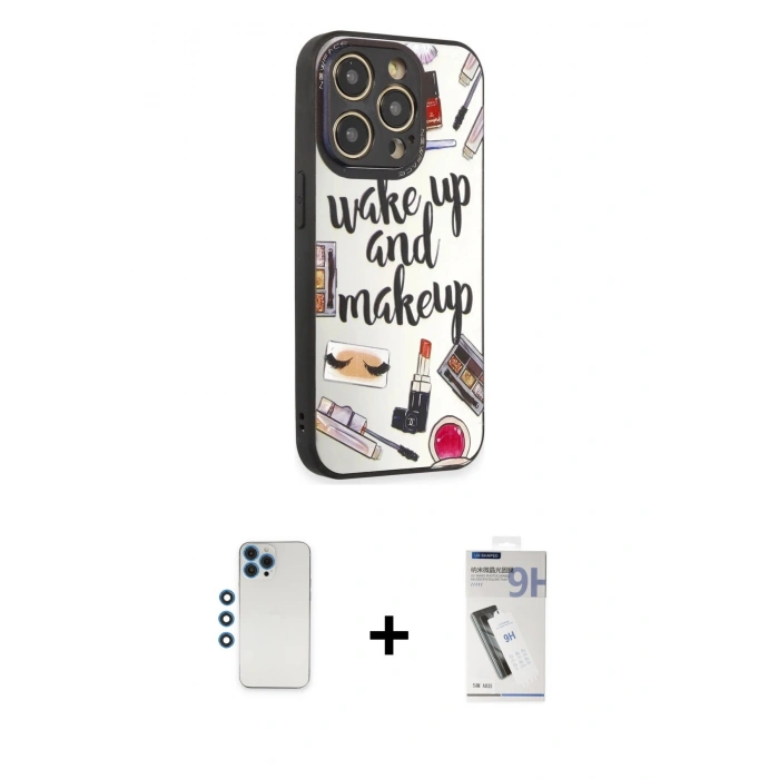 MARSİLYAN™- iPhone 12 Pro Kılıf Odak Klasik Serisi - Şeffaf Uv Polymer Nano Ekran Koruyucu + Shine Kamera Lens - MI
