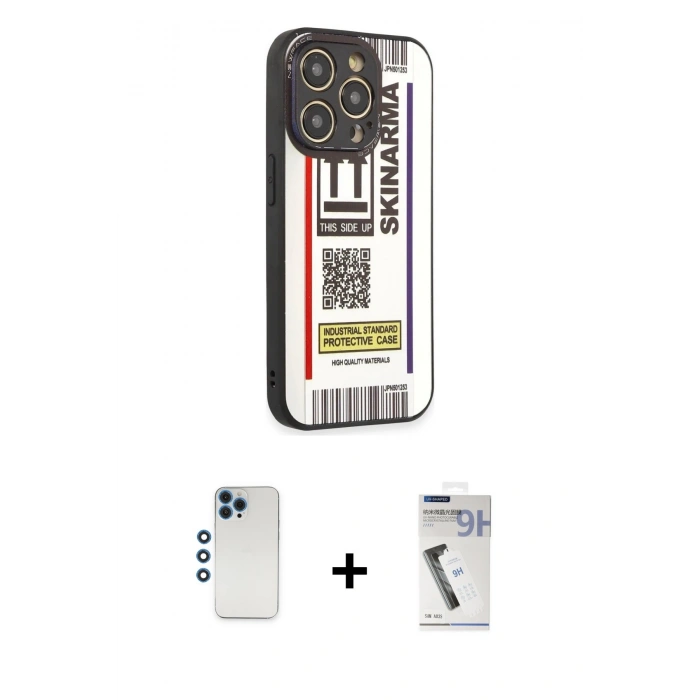 MARSİLYAN™- iPhone 12 Pro Kılıf Odak Klasik Serisi - Şeffaf Uv Polymer Nano Ekran Koruyucu + Shine Kamera Lens - MI