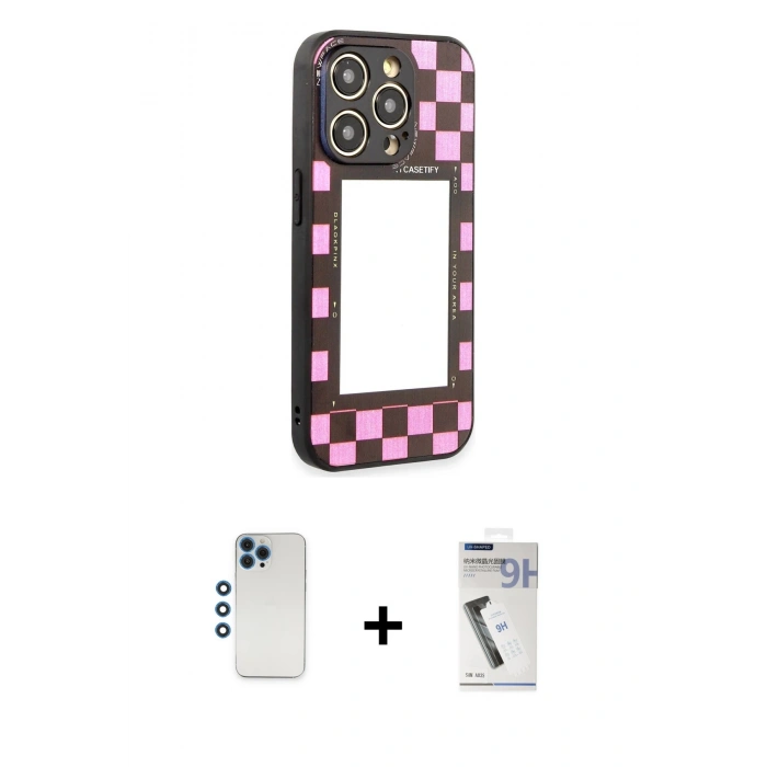 MARSİLYAN™- iPhone 12 Pro Kılıf Odak Klasik Serisi - Şeffaf Uv Polymer Nano Ekran Koruyucu + Shine Kamera Lens - MI