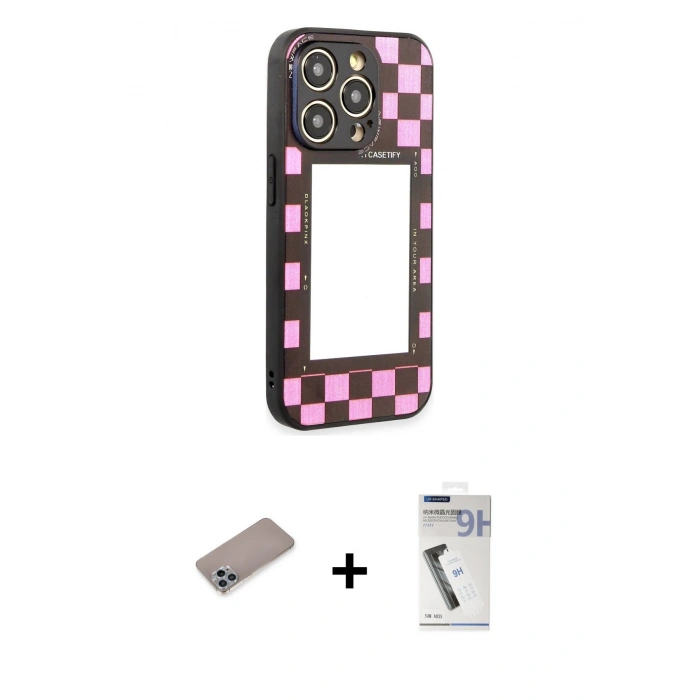 MARSİLYAN™- iPhone 12 Pro Kılıf Odak Klasik Serisi - Şeffaf Uv Polymer Nano Ekran Koruyucu + Sierra Blue Shine Kamera Lens Koruma Cam
