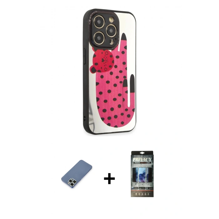 MARSİLYAN™- iPhone 12 Pro Kılıf Odak Klasik Serisi - Siyah 34D Hayalet Izgaralı Cam + Metal Kamera Lens Koruma Cam - AKYL