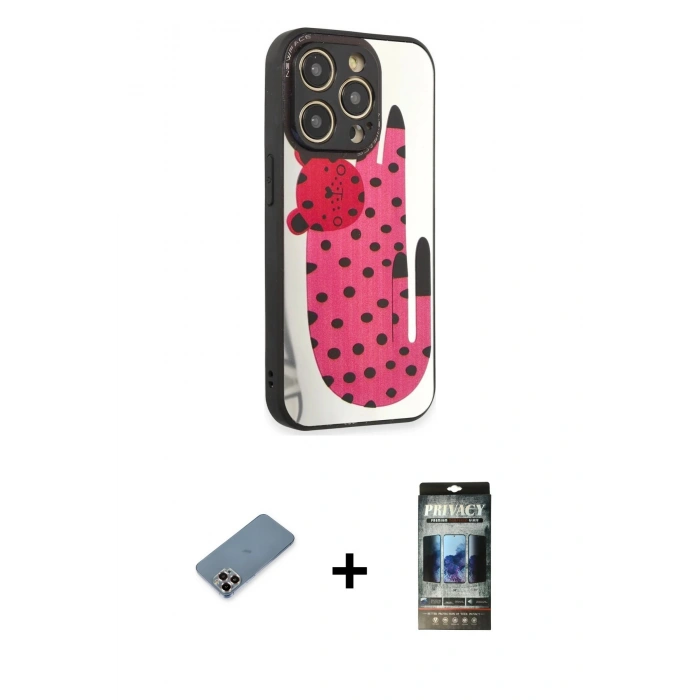 MARSİLYAN™- iPhone 12 Pro Kılıf Odak Klasik Serisi - Siyah 34D Hayalet Izgaralı Cam + Metal Kamera Lens Koruma Cam - MR