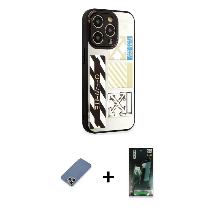 MARSİLYAN™- iPhone 12 Pro Kılıf Odak Klasik Serisi - Siyah 360 Mat Full Body Arka Koruyucu + Metal Kamera Lens Koruma Cam - AKYL