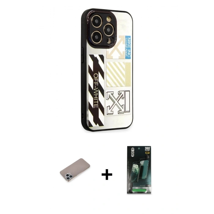MARSİLYAN™- iPhone 12 Pro Kılıf Odak Klasik Serisi - Siyah 360 Mat Full Body Arka Koruyucu + Shine Kamera Lens Koruma Cam - SABE