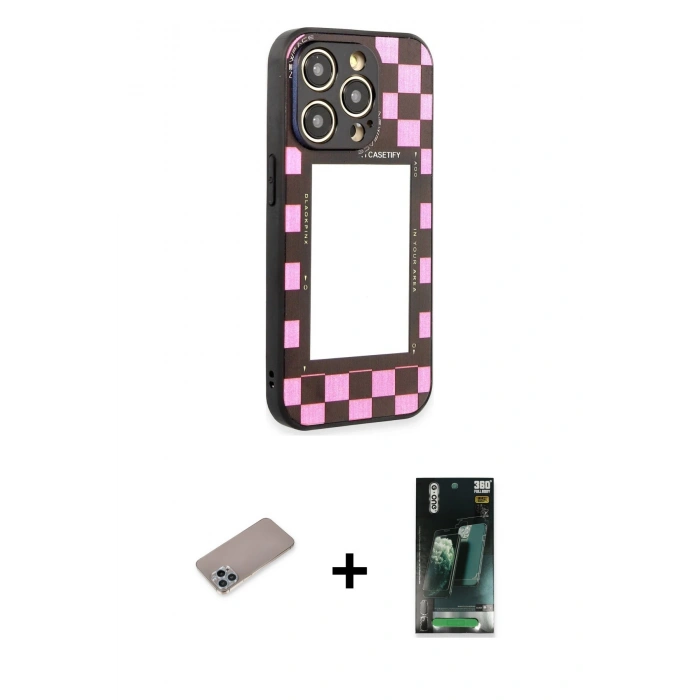 MARSİLYAN™- iPhone 12 Pro Kılıf Odak Klasik Serisi - Siyah 360 Mat Full Body Arka Koruyucu + Shine Kamera Lens Koruma Cam - SABE