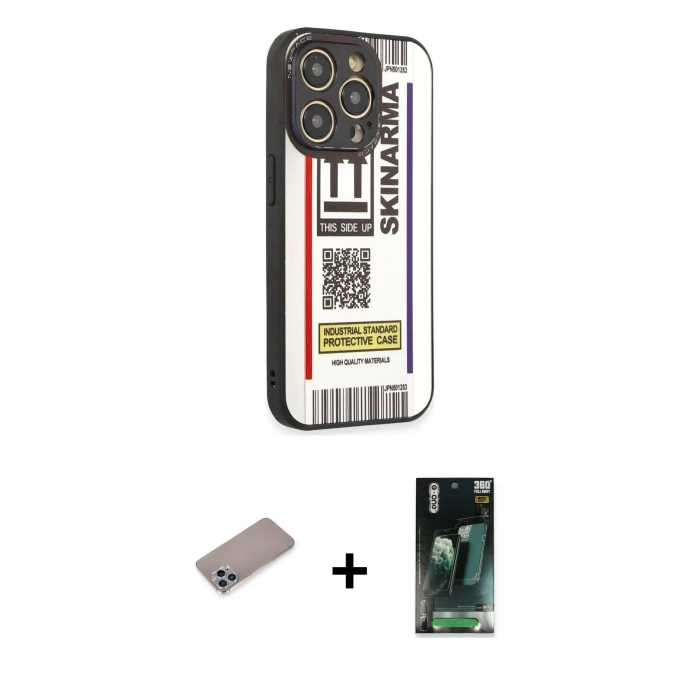 MARSİLYAN™- iPhone 12 Pro Kılıf Odak Klasik Serisi - Siyah 360 Mat Full Body Arka Koruyucu + Shine Kamera Lens Koruma Cam - SABE