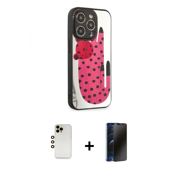 MARSİLYAN™- iPhone 12 Pro Kılıf Odak Klasik Serisi - Siyah 3D Antistatik Hayalet Cam Ekran Koruyucu + Shine Kamera Lens - GD