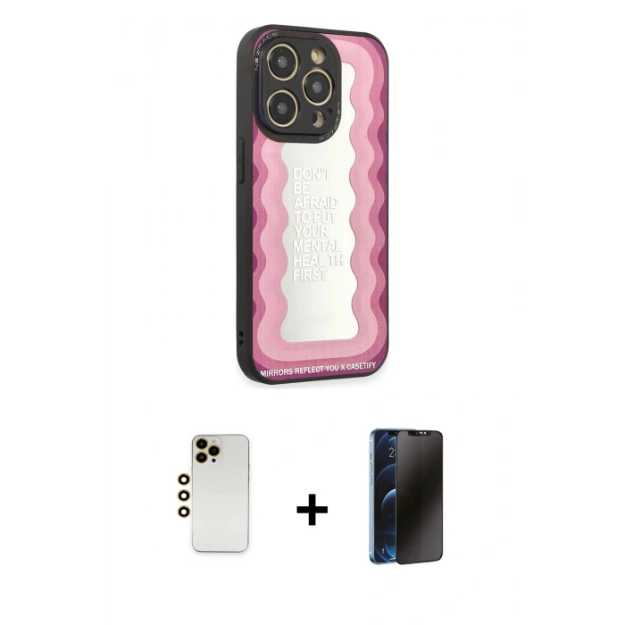 MARSİLYAN™- iPhone 12 Pro Kılıf Odak Klasik Serisi - Siyah 3D Antistatik Hayalet Cam Ekran Koruyucu + Shine Kamera Lens - GD
