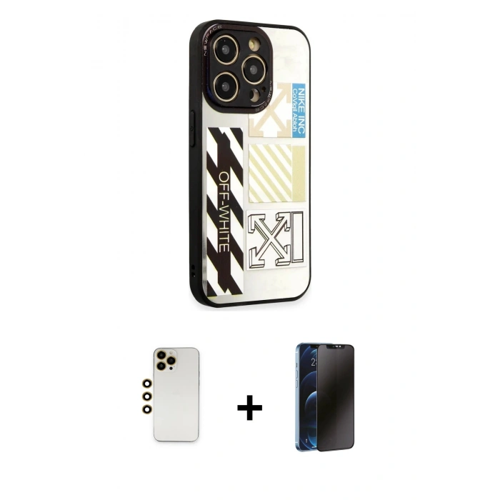 MARSİLYAN™- iPhone 12 Pro Kılıf Odak Klasik Serisi - Siyah 3D Antistatik Hayalet Cam Ekran Koruyucu + Shine Kamera Lens - GD