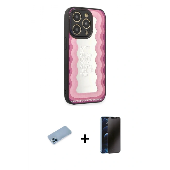 MARSİLYAN™- iPhone 12 Pro Kılıf Odak Klasik Serisi - Siyah 3D Antistatik Hayalet Cam Ekran Koruyucu + Shine Kamera Lens Koruma Cam - MI
