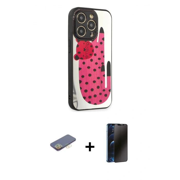MARSİLYAN™- iPhone 12 Pro Kılıf Odak Klasik Serisi - Siyah 3D Antistatik Hayalet Cam Ekran Koruyucu + Renkli Kamera Lens Koruma Cam - SI